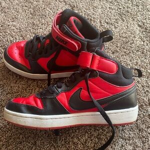 Nike Kids Black and Red High-Top Sneakers